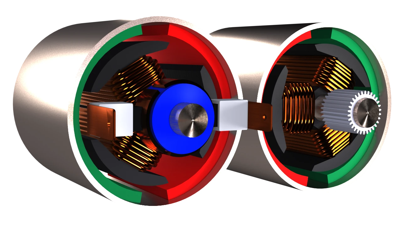 DC motor rear and front view